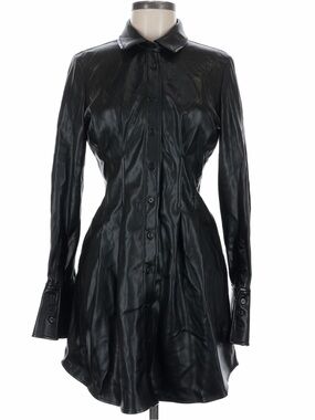 Stunning flattering NWT SIMKHAI Black Faux Leather Dress Size 6 Retail Tag: $495
